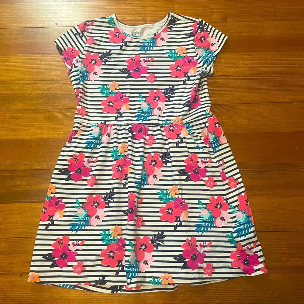 Rumi & Ryder Pink & Orange Floral Striped Dress Size 12-14